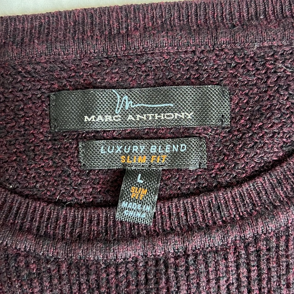 Marc Anthony Men’s Wine Luxury Blend Slim Fit Sweater - SZ: Large - Picture 6 of 8